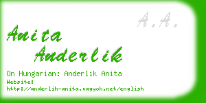 anita anderlik business card